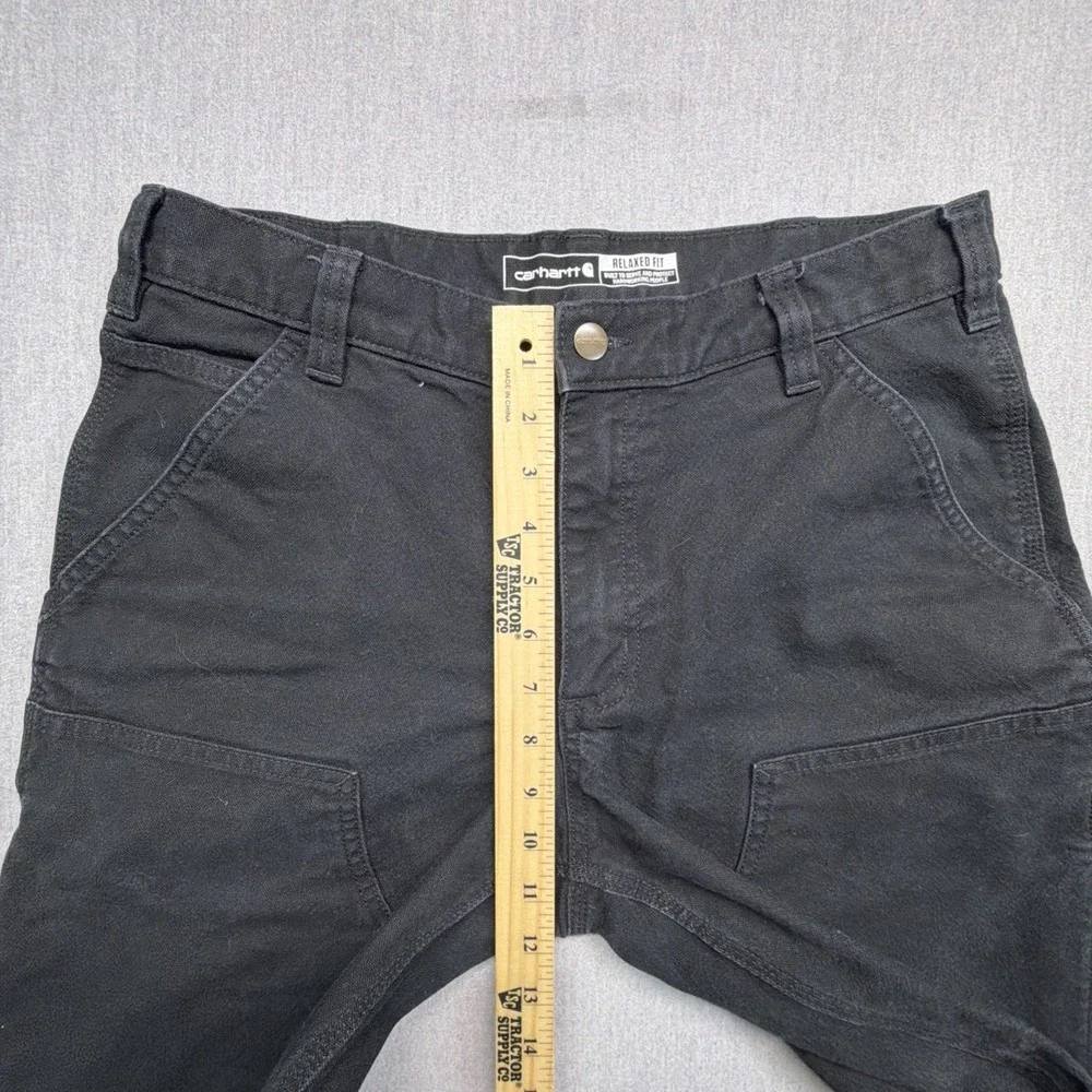 CARHARTT Jeans Mens 33x30 (Fits 32x29) Black DOUBLE KNEE Relaxed Fit Workwear